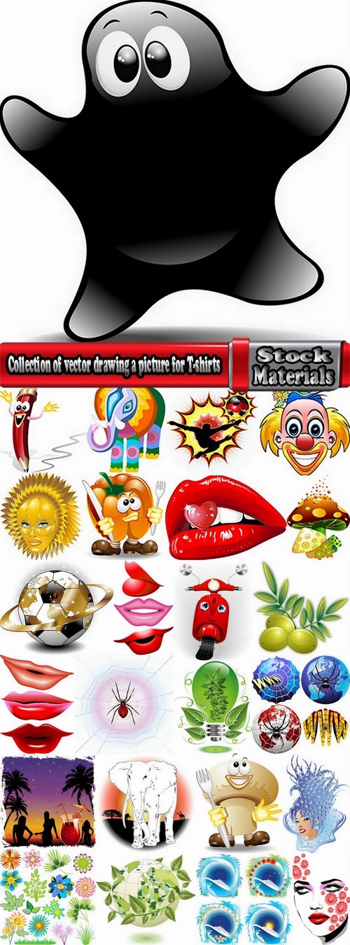 Collection of vector drawing a picture for T-shirts for children 2-25 EPS