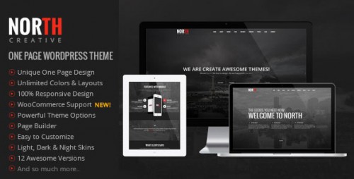 Nulled North v2.1.1 - One Page Parallax WordPress Theme pic