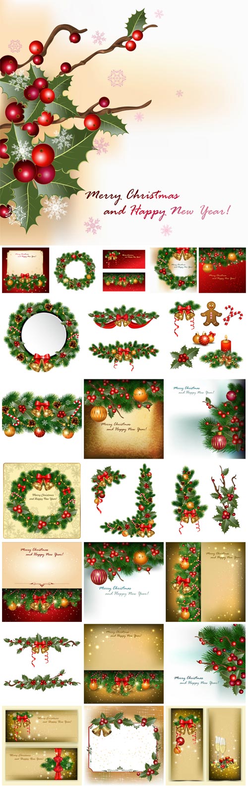 Beautiful Christmas backgrounds, vector New Year