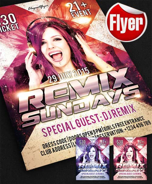 Remix Sundays Flyer Template + Facebook Cover