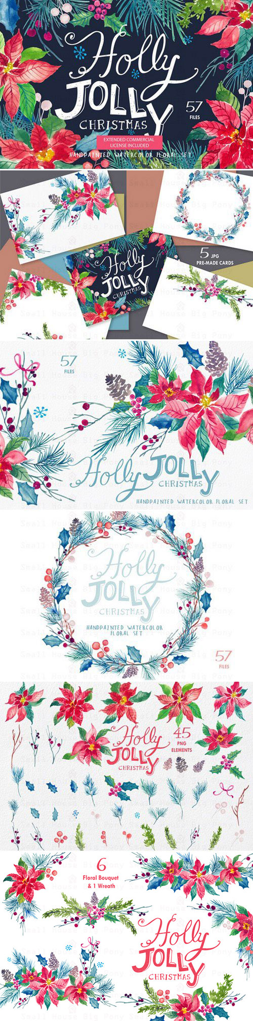 Creativemarket - Holly Jolly - Watercolor Floral Set 440417