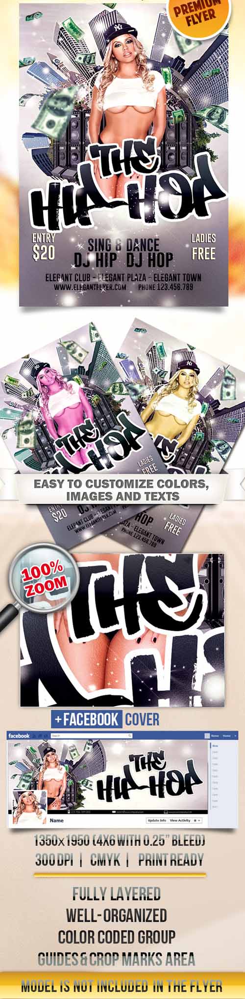 Flyer PSD Template - The Hip-Hop Party + Facebook Cover 4