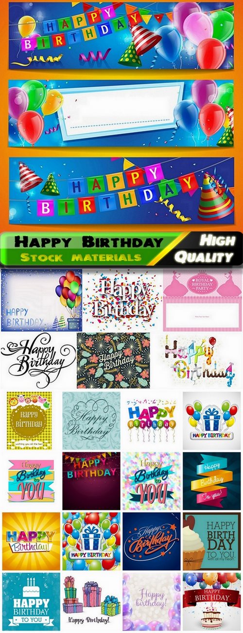 Happy Birthday Template Design in vector from stock #14 - 25 Eps
