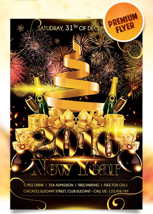 NYE 2016 Flyer Template + Facebook Cover