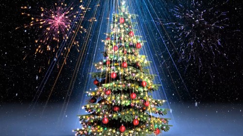 Футаж - Салют на новогодней елке