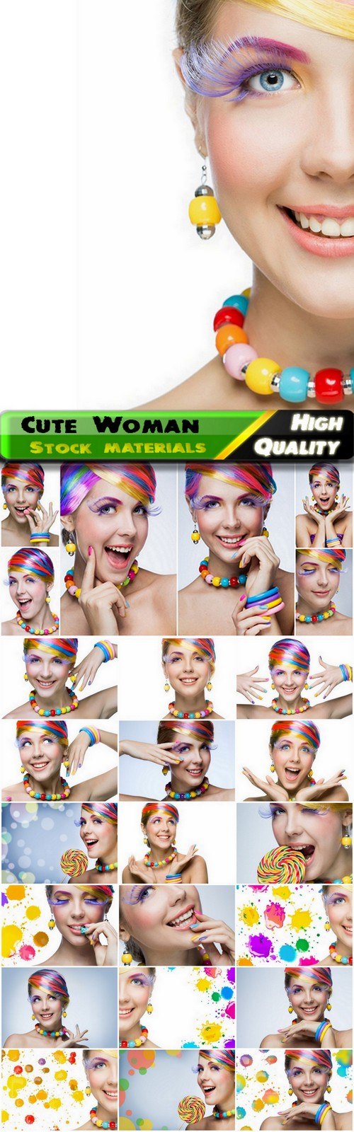 Woman with multi-colored hair and makeup - 25 HQ Jpg