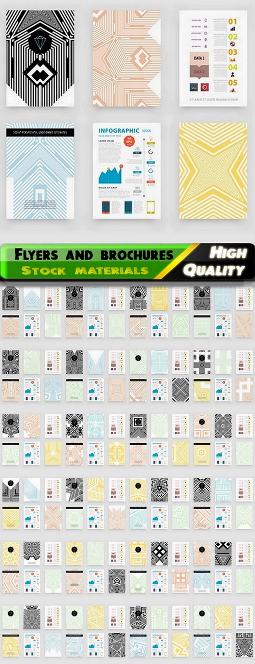 Flyers with geometric patterns and infographic elements - 25 Eps