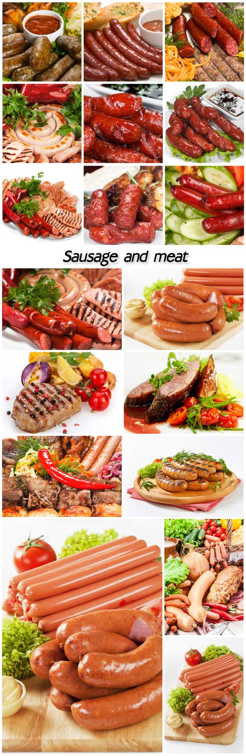 Sausages, sausage and meat
