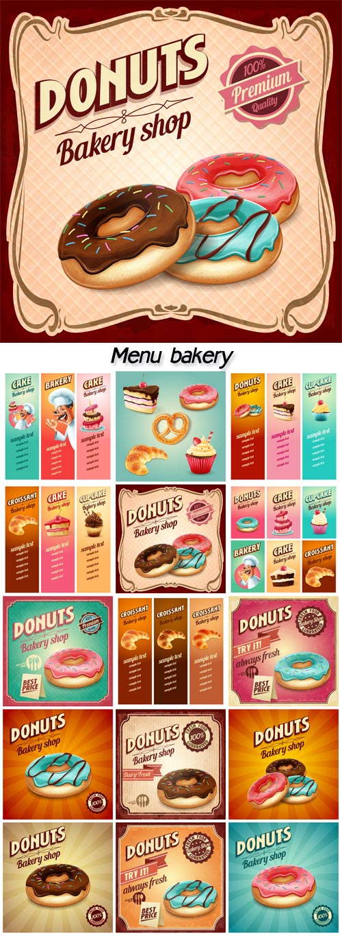Menu bakery products vector
