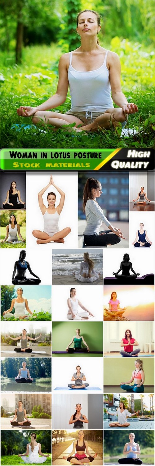 Yoga and woman in lotus posture - 25 HQ Jpg