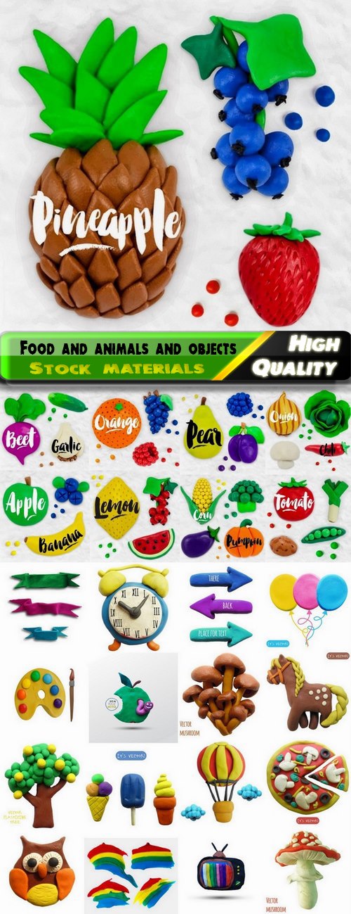 Plasticine food and animals and objects - 25 Eps