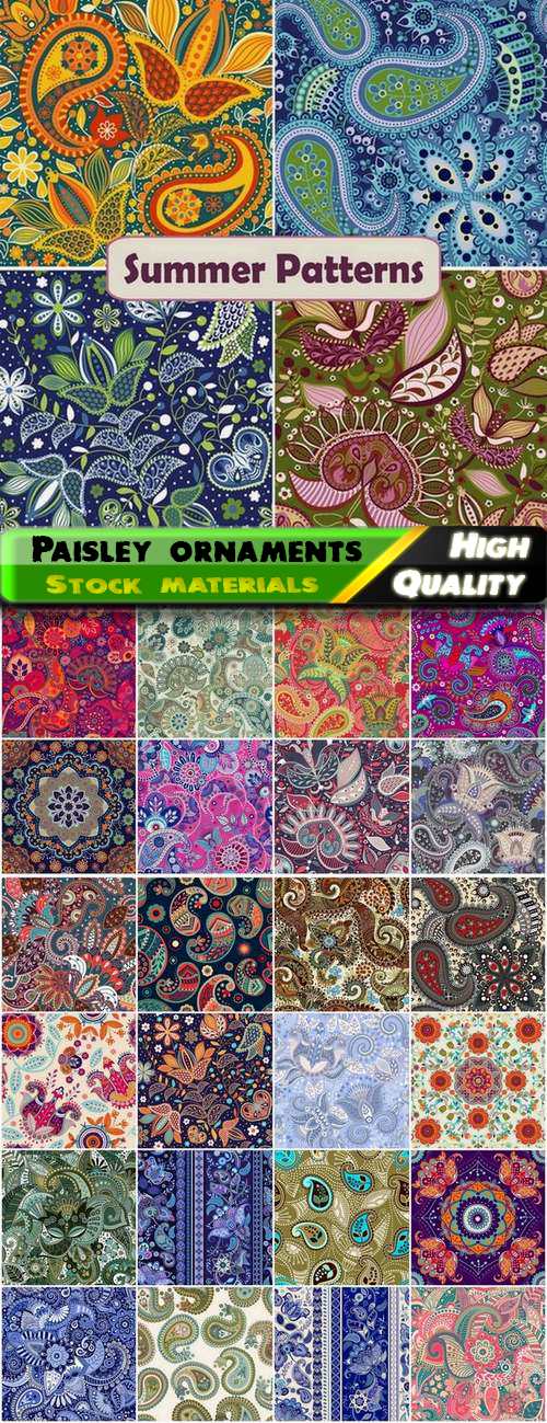 Seamless paisley patterns and cucumbers ornaments - 25 HQ Jpg