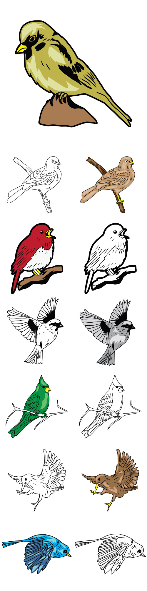 Birds logo icon character illustration - Vectors