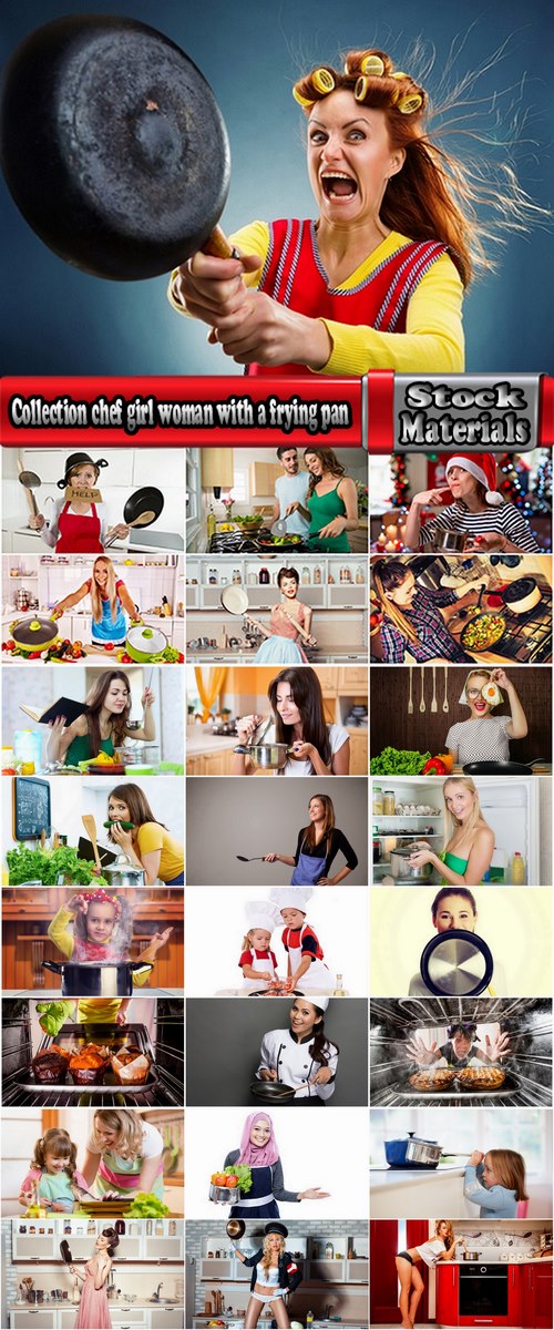 Collection chef girl woman with a frying pan 25 HQ Jpeg