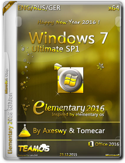 Windows 7 Ultimate SP1 x64 Elementary 2016 by Axeswy & Tomecar (ENG/RUS/GER)