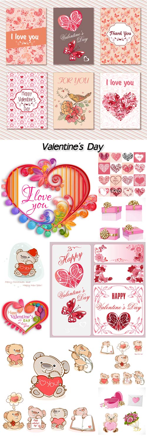 Valentine's Day, cupids, hearts, teddy bears
