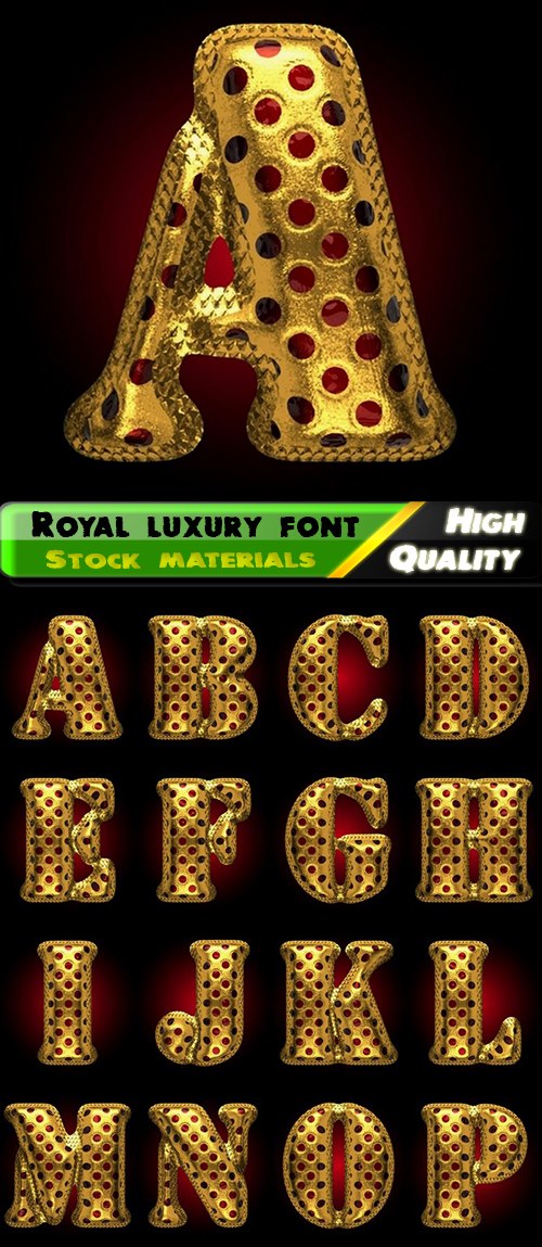 Detailed royal luxury font and letters - 39 Eps