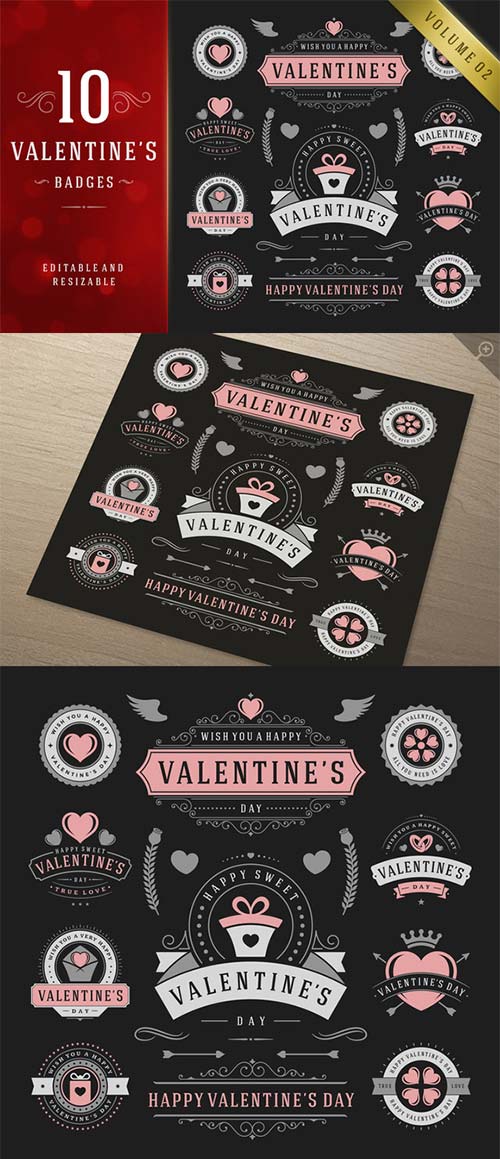 CreativeMarket Valentine's Day Logo Badges & Labels