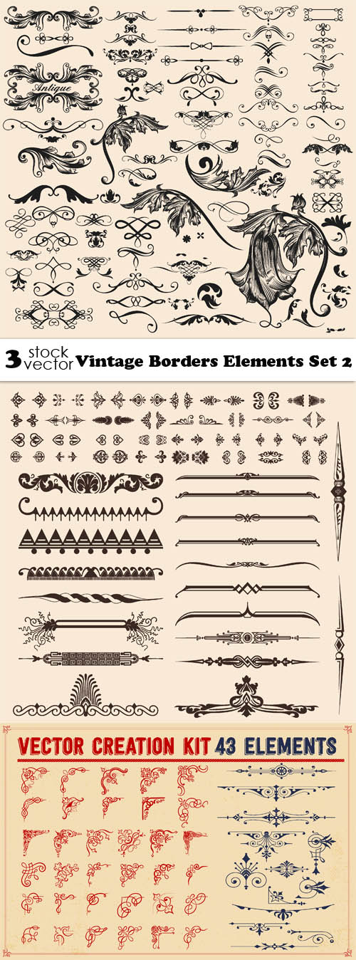 Vectors - Vintage Borders Elements Set 2
