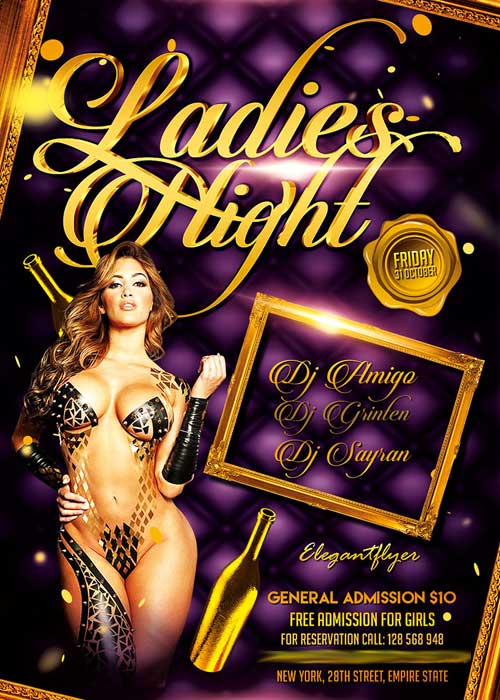Ladies Night Party Flyer PSD Template + Facebook Cover