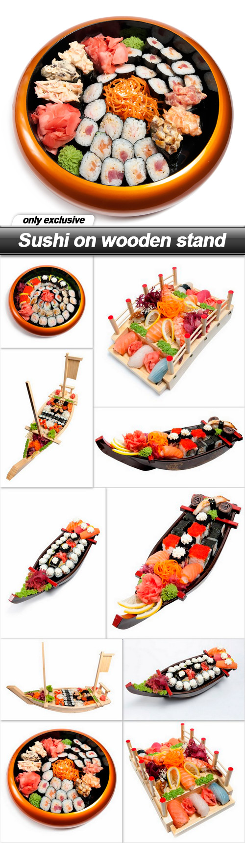 Sushi on wooden stand - 10 UHQ JPEG
