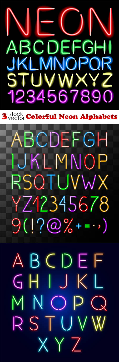 Vectors - Colorful Neon Alphabets