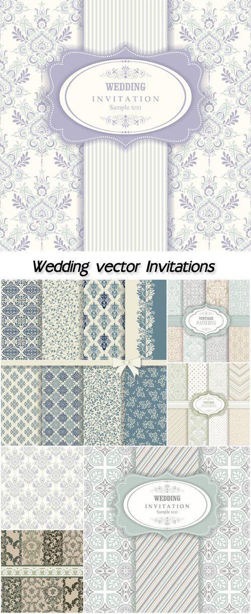 Wedding Invitations, vector backgrounds with patterns