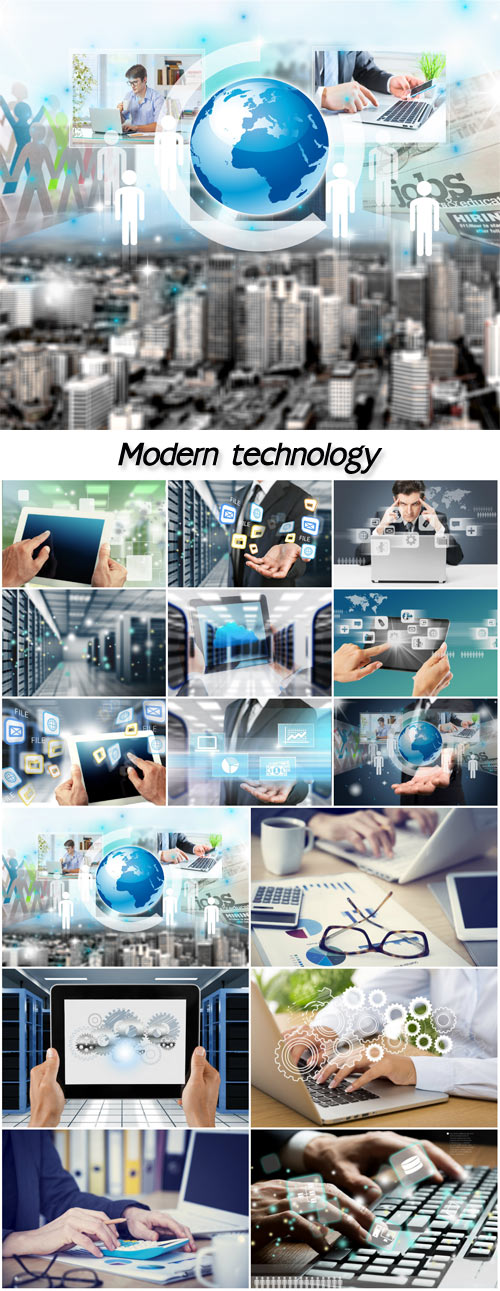Modern technology, business collage