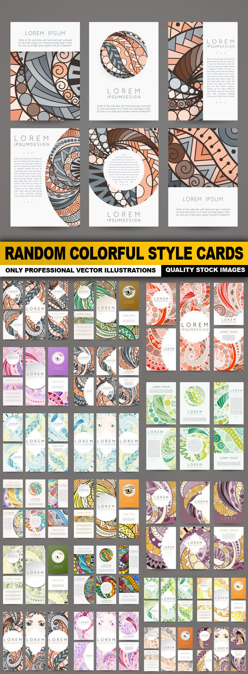 Random Colorful Style Cards - 20 Vector