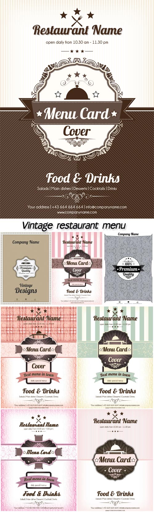 Vintage restaurant menu vector