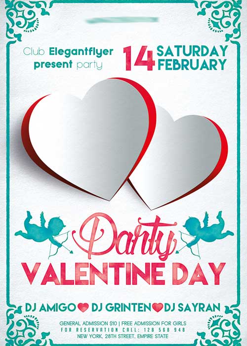 Valentines day Party V02 Flyer PSD Template + Facebook Cover