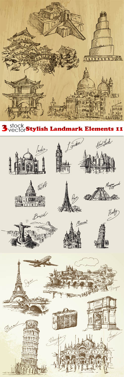 Vectors - Stylish Landmark Elements 11
