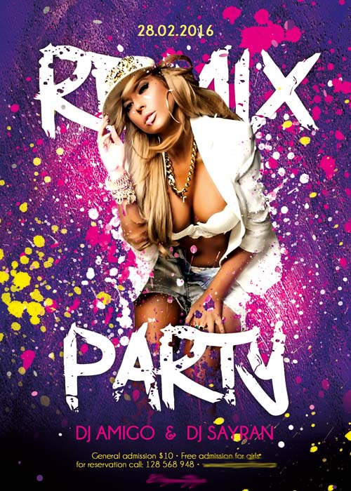 Remix Party Flyer PSD Template + Facebook Cover