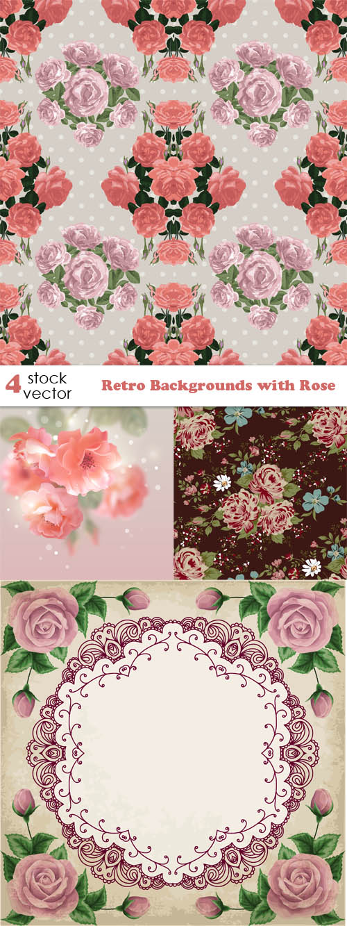 Vectors - Retro Backgrounds with Rose