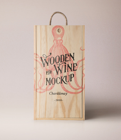 Wine Wood Box Mockup