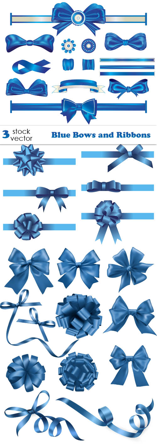Vectors - Blue Bows and Ribbons