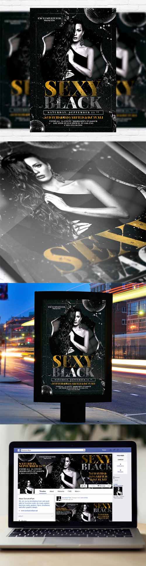 Flyer Template - Sexy Black + Facebook Cover 6