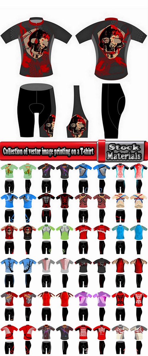 Collection of vector image printing on a T-shirt for sportswear 25 Eps