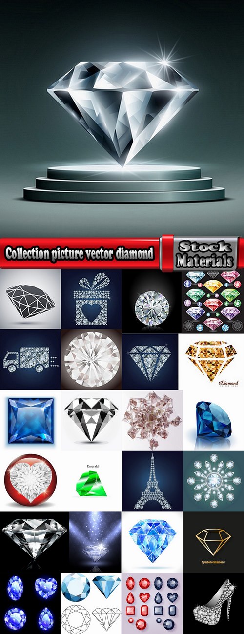 Collection picture vector diamond jewel 25 EPS