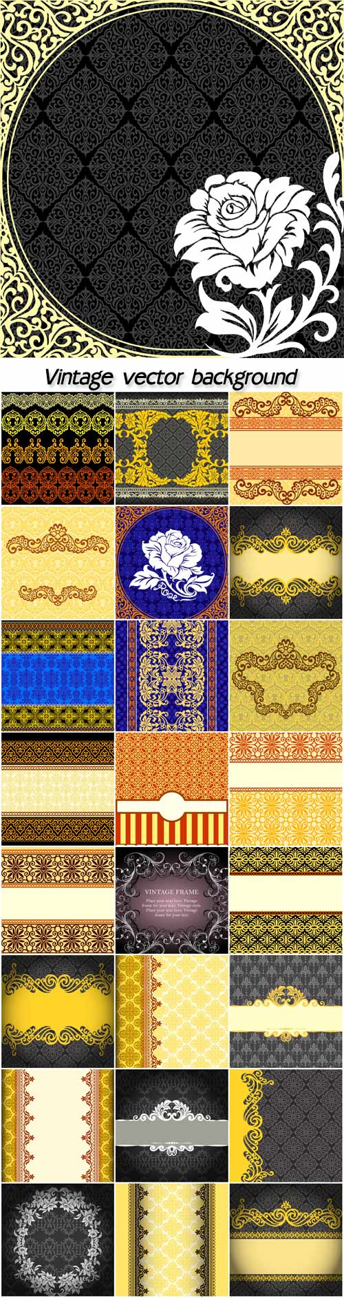 Vintage backgrounds, vector patterns and ornaments