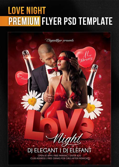 Love Night Flyer PSD Template + Facebook Cover