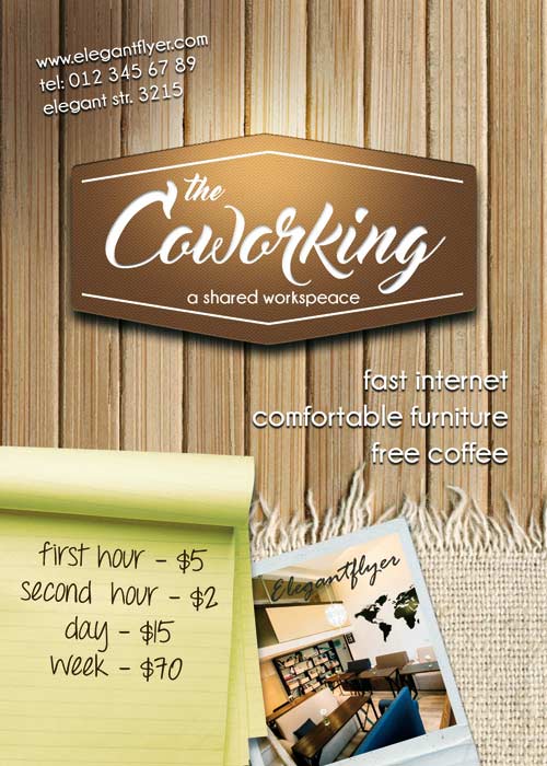 Coworking Premium Flyer PSD Template + Facebook Cover