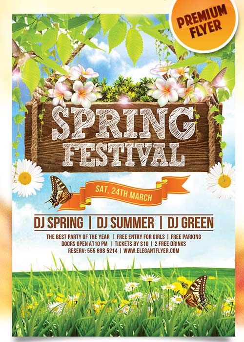 Spring Festival Flyer PSD Template + Facebook Cover