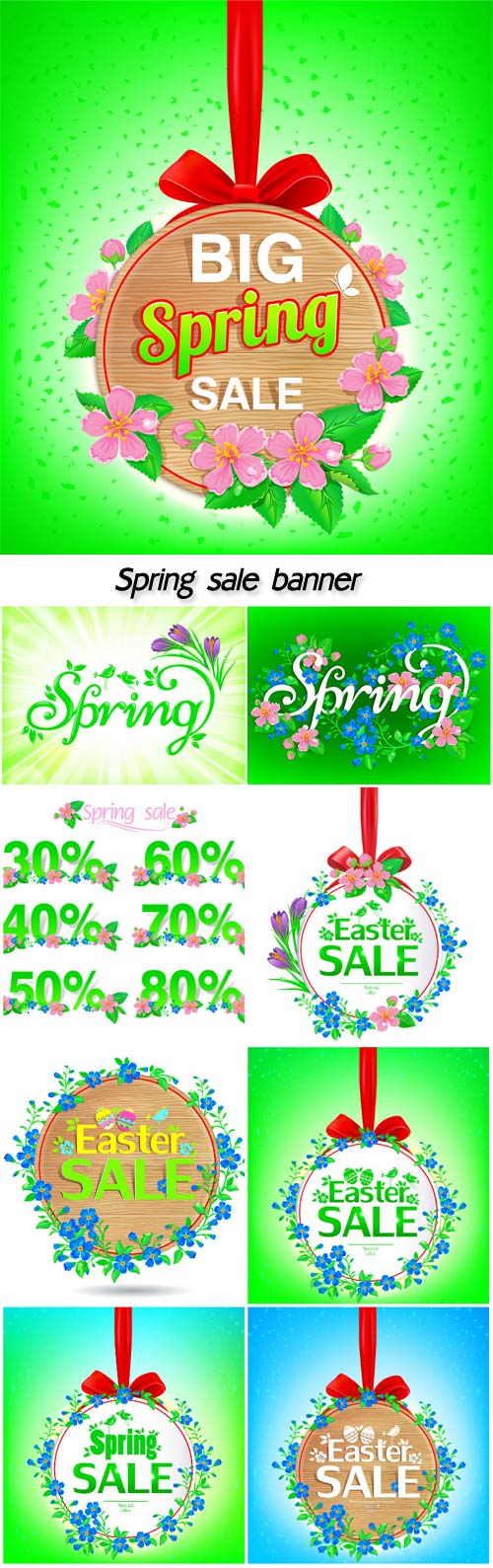 Spring flowers background, sale banner