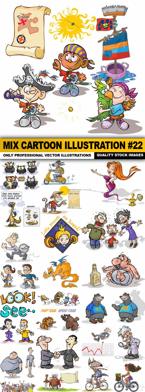 Mix cartoon Illustration #22 - 25 Vector