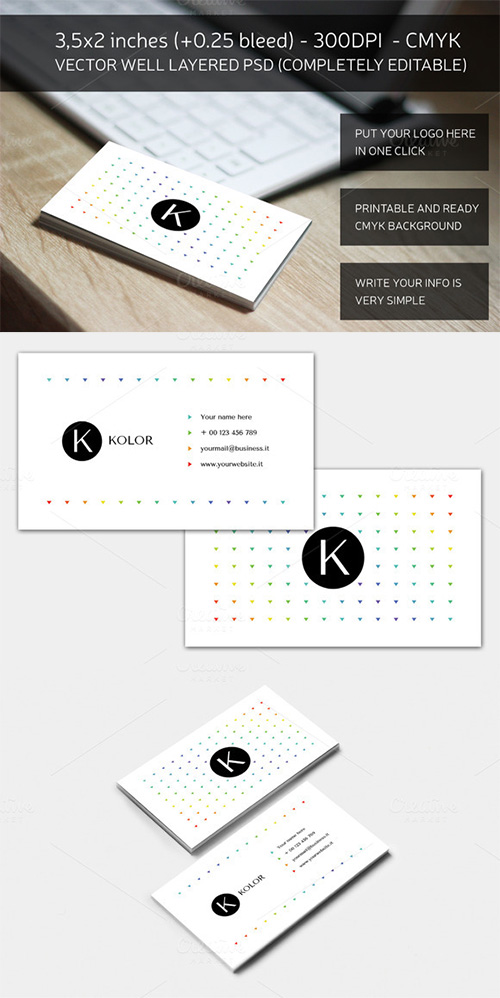 Minimal and Colored Business Card - Creativemarket 161608