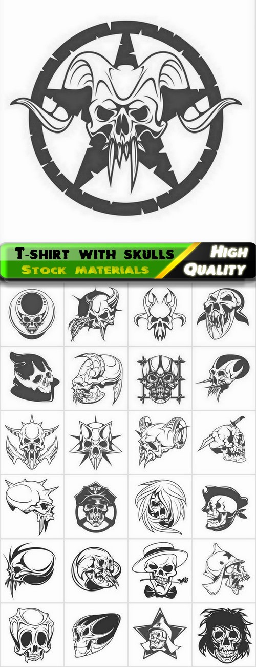 T-shirt prints with funny skeletons and skulls 2 - 25 Eps