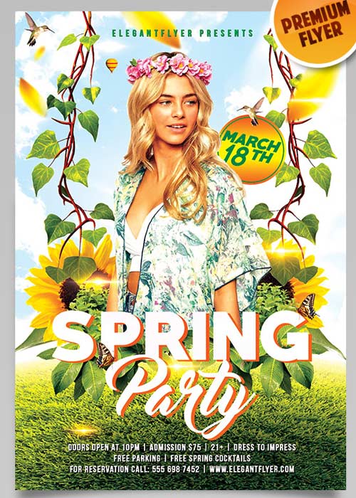 Spring Party Flyer V3  PSD Template + Facebook Cover