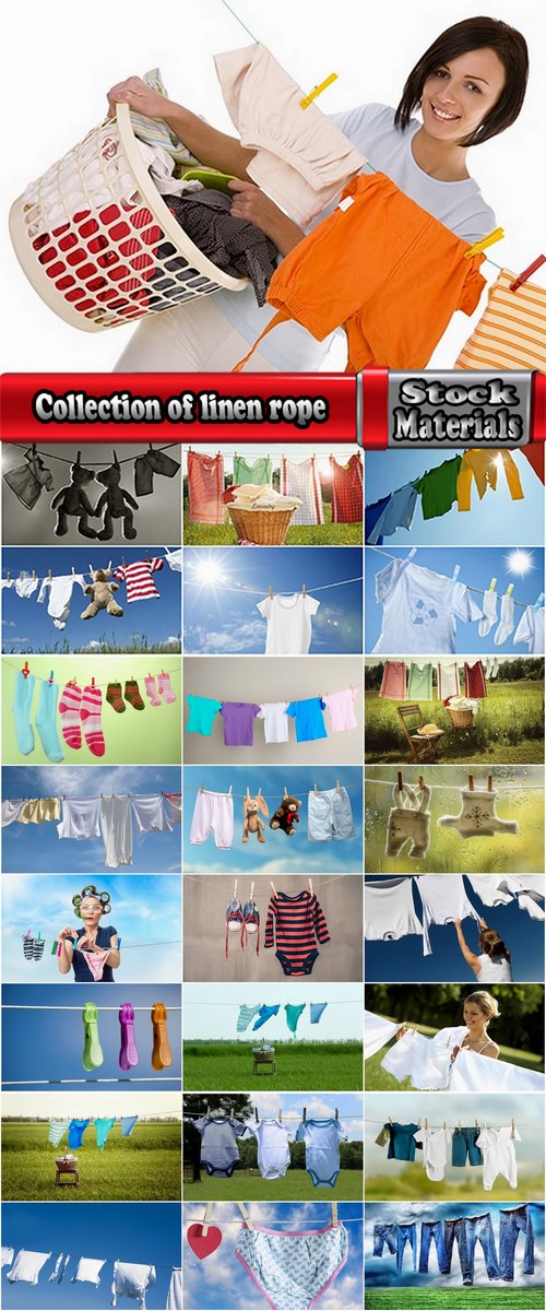 Collection of linen rope for drying things 25 HQ Jpeg