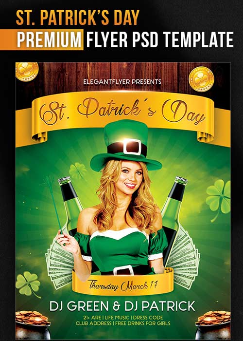 St. Patricks Day Flyer V3 PSD Template + Facebook Cover
